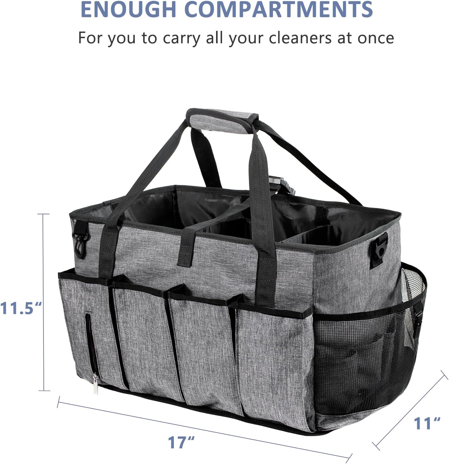 XL Professional Cleaning Caddy for Cleaning Suppliers, 17" Wearable Cleaing Bag for Housekeepers, Cleaning Organizer, Detailing Bag