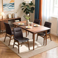 SyMax Dining Chairs Set of 4, Faux Leather Dining Room Chairs with Stitched Edge Trim, Modern High-End Kitchen Side Chairs for Bedroom, Living Room, Dark Brown