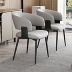 Modern Dining Chairs Set of 6, Faux Leather Upholstered Kitchen Chairs with Curved Back and Metal Legs, Mid Century Chairs for Dining Room, Kitchen, or Café (Light Gray)