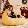 4FT Large Bean Bag Chair for Adults - Big Boneless Floor Chair with Foam Filling, Oversized Bean Bag Sofa for Reading and Gaming in Bedroom, Living Room, Dorm, Yellow