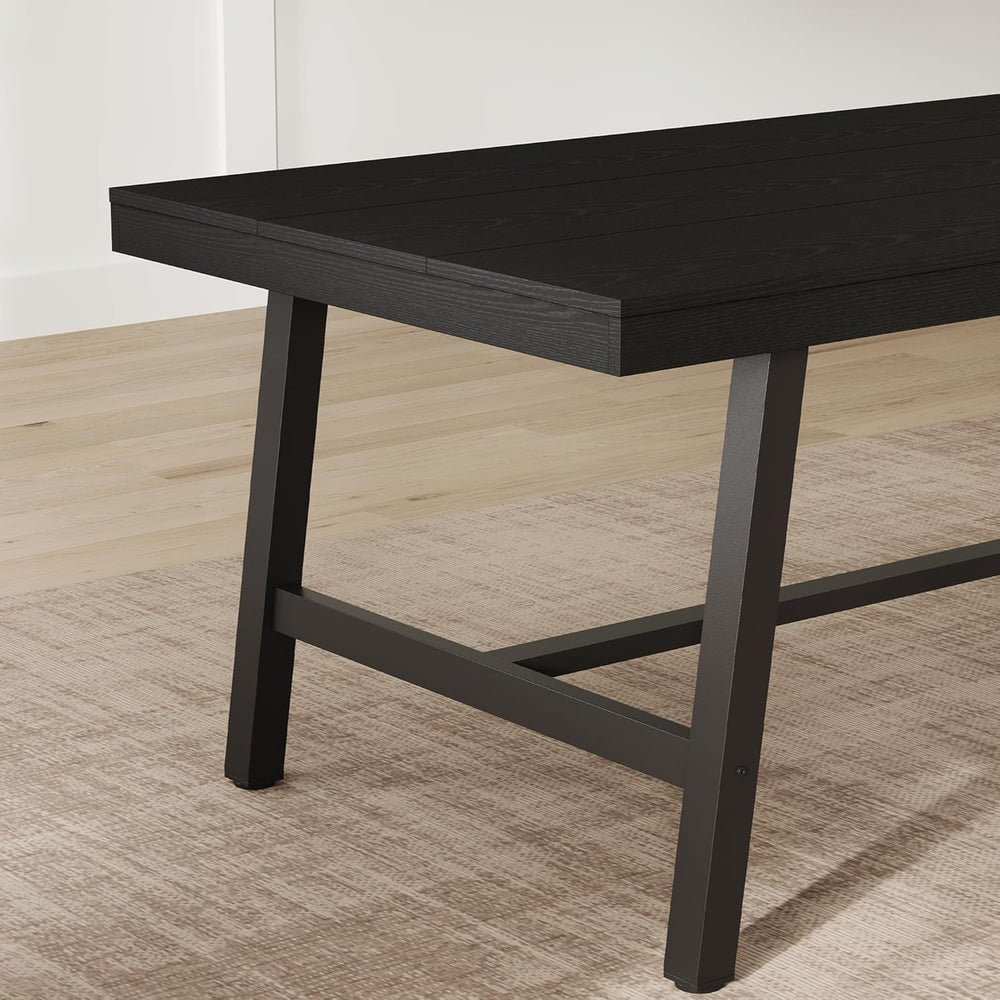 IDEALHOUSE Industrial Dining Table for 6-8 People, 70.87" Large Wooden K...