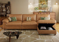 Cloud Couch Sectional, 3 Seater L-Shaped Sofa, Faux Leather in Brown | Pet-Friendly Scratch-Resistant Leather Sectional Sofas for Living Room, Deep Seat Wide Couch with Chaise, Storage Ottoman