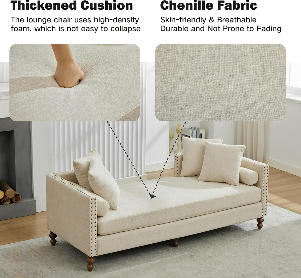 Chifee & Vingol 75.2" W Retro Oversized Chaise Lounge Chair Indoor w...