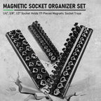 8PCS Magnetic Socket Organizer Set, Magnetic Socket Holder, 1/4", 3/8", 1/2" Metric & SAE Magnetic Socket Tools Trays.