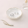 HOME SMILE Ring Jewelry Dish Pastel White Ruffled Ceramic|Trinket Tray for Earrings, Necklaces|Mothers Day Birthday Friendship Gifts for Women|Vanity Organizer & Bathroom Decor