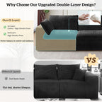 78.8" Cloud Couch Modular Sectional Sofa, Boneless Loveseat Deep Seat Couch, Soft Corduroy Upholstery, DIY Combination for Living Room & Apartment, No Assembly Required, Black