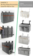 Bedside Caddy, Felt Bedside Storage Organizer, Hanging Storage Bag, Chair Organizer Caddy, Remote, Magazine, Drink Bottle Holder for Hospital, Dorm Bed, Baby Stuff, Office (Light Grey Small)