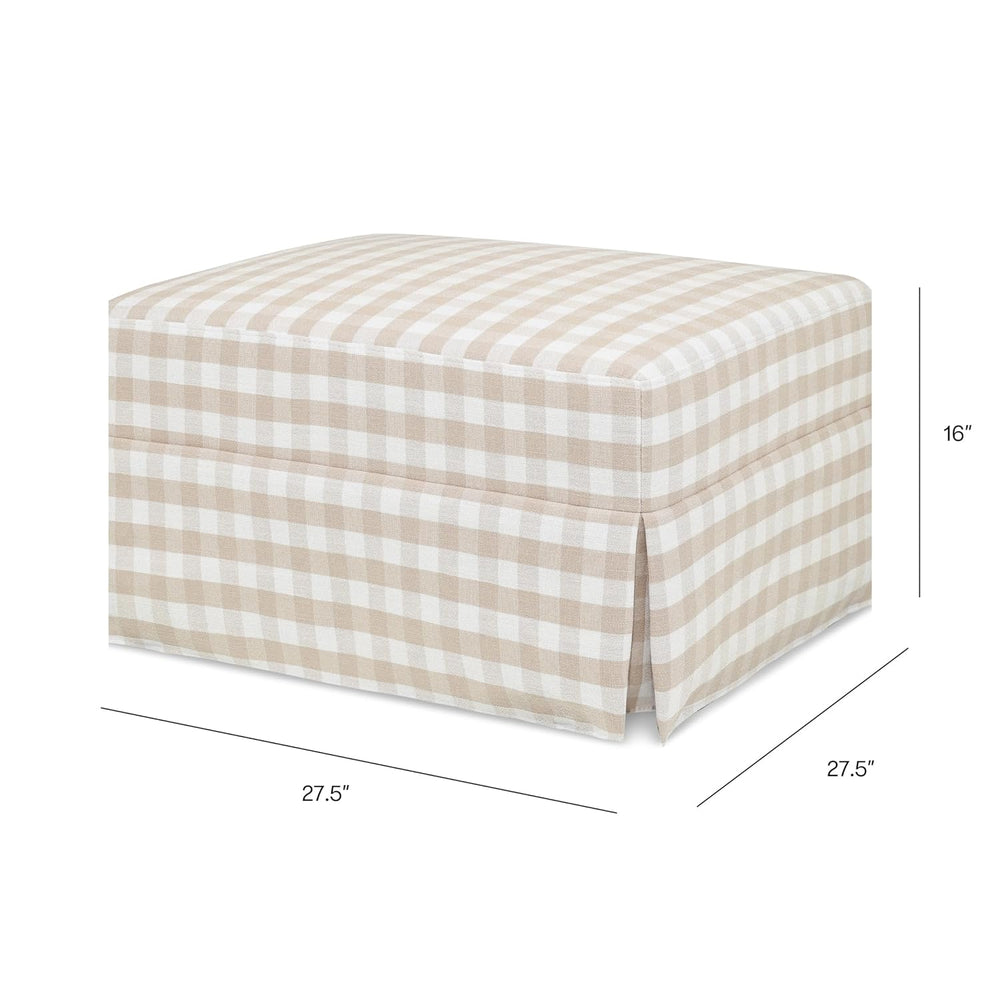 Namesake Crawford Gliding Ottoman in Tan Gingham, Greenguard Gold & Certi...