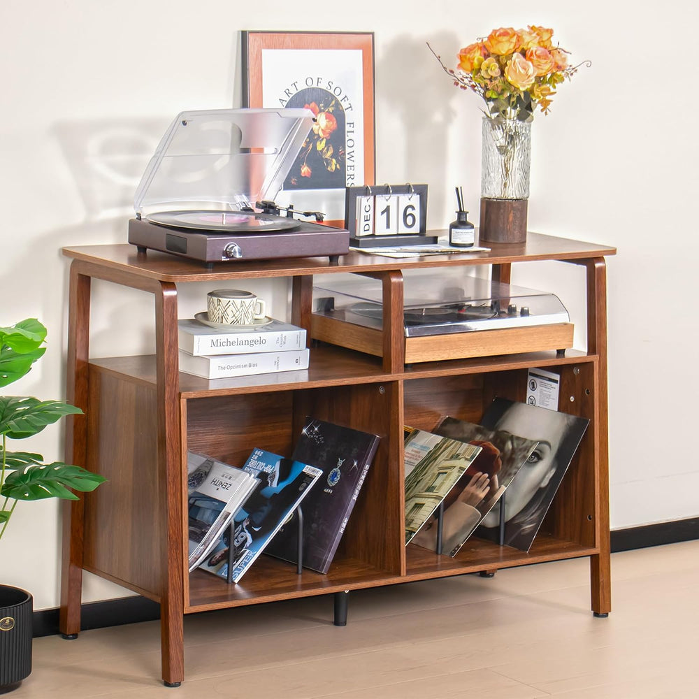 Mxtxmy Large Record Player Stand,with Open Storage Holds up to 300 Albums | M...