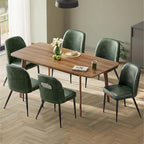 VASAGLE EKHO Collection - Dining Chairs Set of 6, Upholstered Kitchen Chairs, Comfortable Seat, Synthetic Leather with Stitching, Mid-Century Modern, Easy Assembly, with Storage Pocket, Forest Green