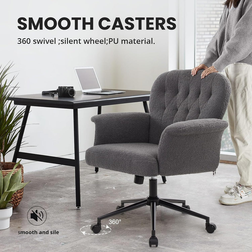 IWMH Comfy Home Office Desk Chair, Upholstered Fabric Cozy Vanity Chair