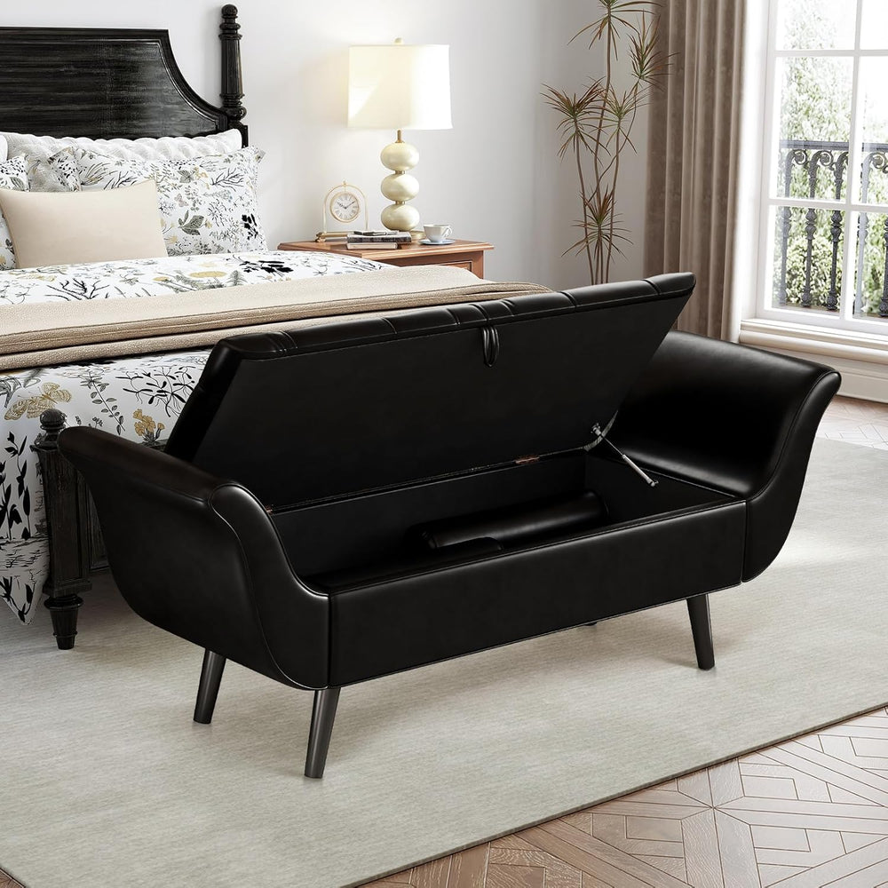 Storage Bench for Bedroom, 65" End of Bed Bench King Size, Faux Leather ...