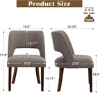 Dining Chairs Set of 2,Modern Dining Room Chairs with Thick Cushions,Upholstered Linen Fabric Kitchen Chairs for Kitchen Dining Room Brown