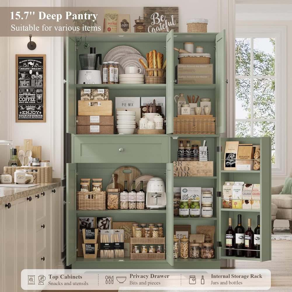 HOSTACK 68" Tall Kitchen Pantry Storage Cabinet with Doors & Shelves...