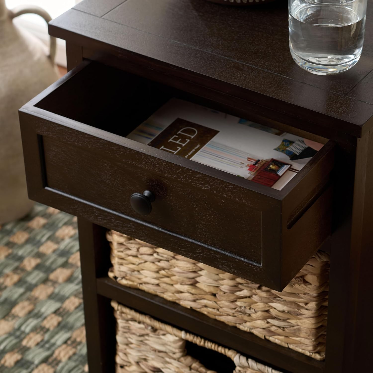 SAFAVIEH Furniture - Carrie 3-Shelf Side Table - Dark Chocolate - Solid Wood - Farmhouse Tiered Design - Ideal for Living Room, Entryway, Home Office, 16"W x 13"D x 26"H - Fully Assembled (AMH5700H)