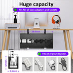 Under Desk Cable Management Tray - Under Desk Cord Management - Clamp/Screw Mount - Fabric Wire Management - Cable Raceways Tray Cord Hiders for Office/Home (Black, 28.6"×5.6")