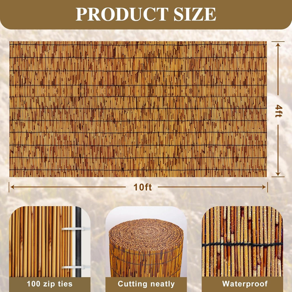 Bamboo Fence,Reed Fencing 4Feet High Bamboo Privacy Screen Outdoor for Patio,...