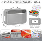 Abbylike 6 Pack Toy Storage Bag Bricks Building Set Car Toy Organization Bags for Traveling Carrying Case, Storage Organizer Puzzles(Gray)
