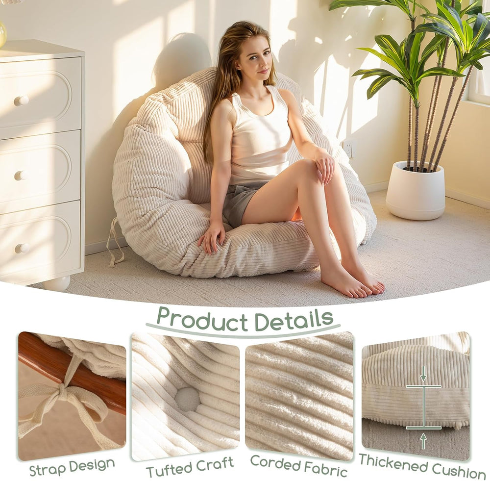 HIGOGOGO Papasan Chair Cushion with Corduroy Cover (Without Chair), 48 x 48 I...