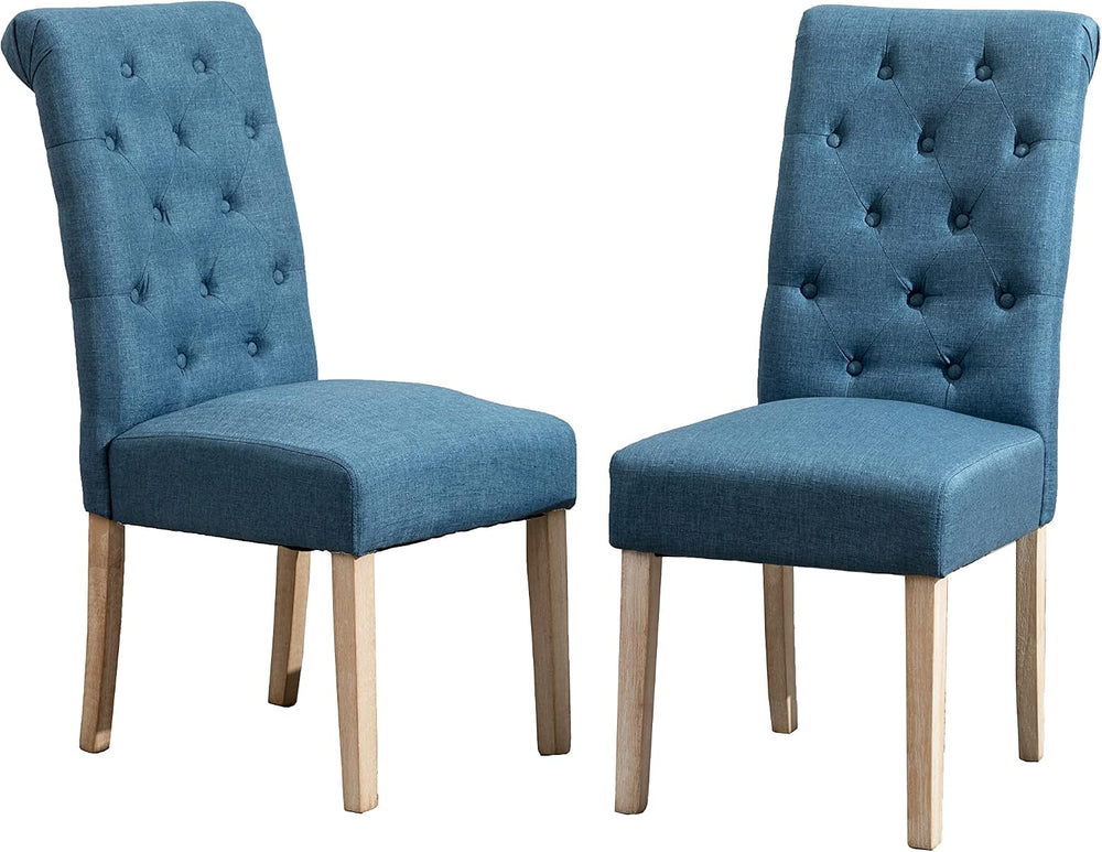 Roundhill Furniture Habit Solid Wood Tufted Parsons Dining Chair (Set of 2), ...