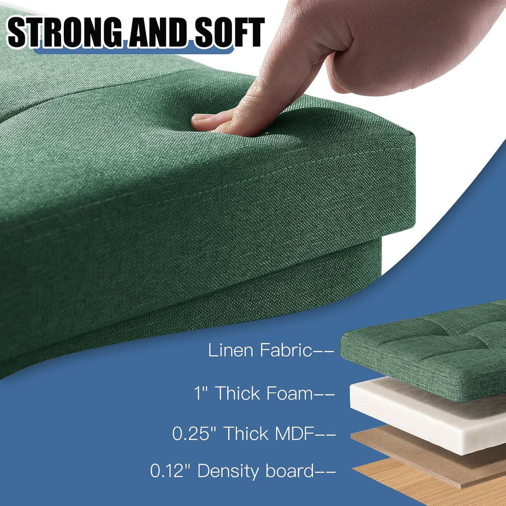 BRIAN & DANY 15 Inches Ottoman with Storage, Square Small Storage Ottoman...