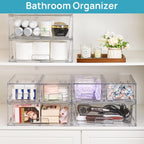 Vtopmart Clear Stackable Storage Drawers Set of 6, Easily Assemble Acrylic Bathroom Undersink Organizers,Plastic Storage Bins for Closet,Cabinet,Pantry,Medicine Organization