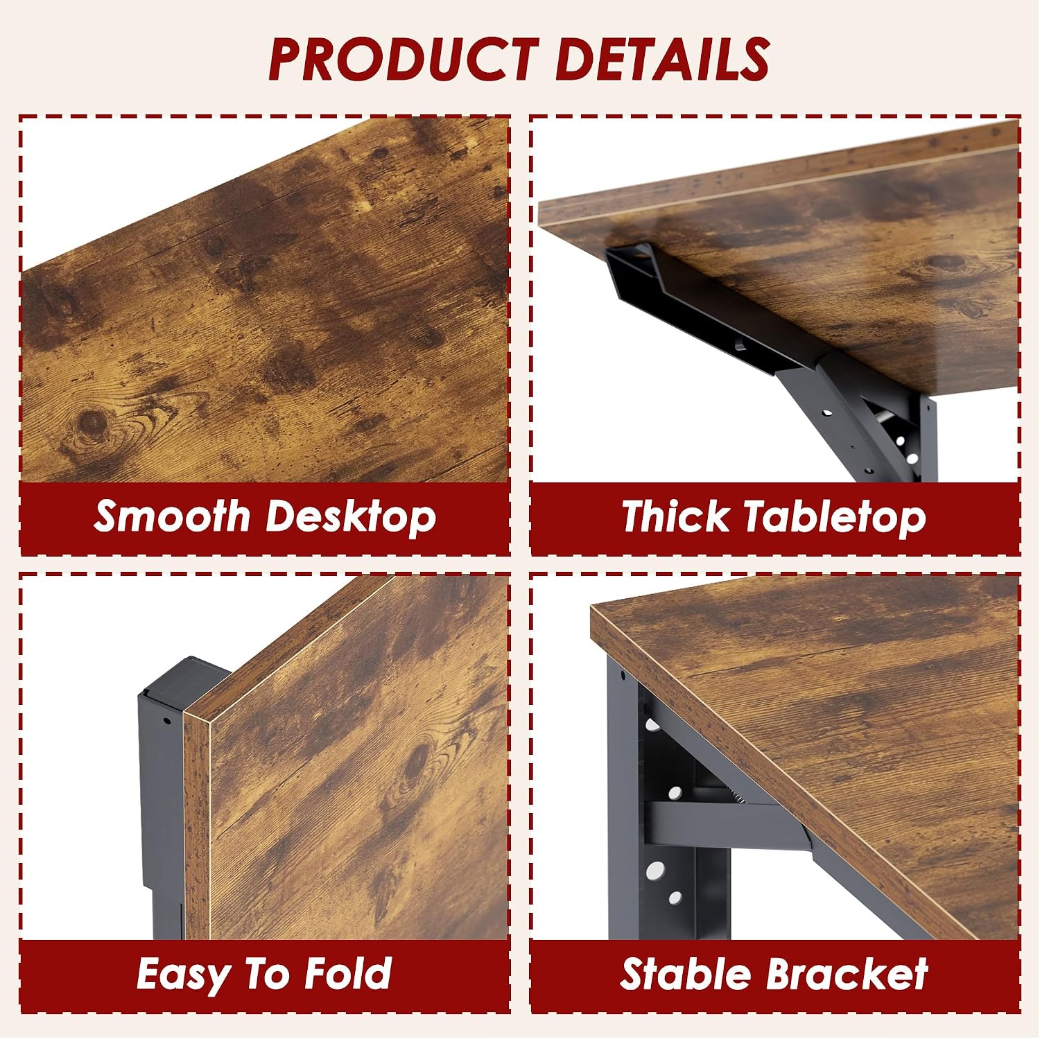 Need Wall Mounted Folding Table - Heavy Duty Small Fold Down Dining Table Length 30" Width 20" Perfect Addition to Home Office/Laundry/Home Bar/Kitchen & Dining Room Rustic Brown AC15-7650FG-ND