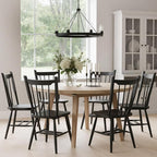 HNY Black Windsor Dining Chairs Set of 6, Farmhouse Wooden Kitchen Chairs with Spindle Back, Mid Century Modern Armless Kitchen Side Chair for Dining Living Room Restaurant
