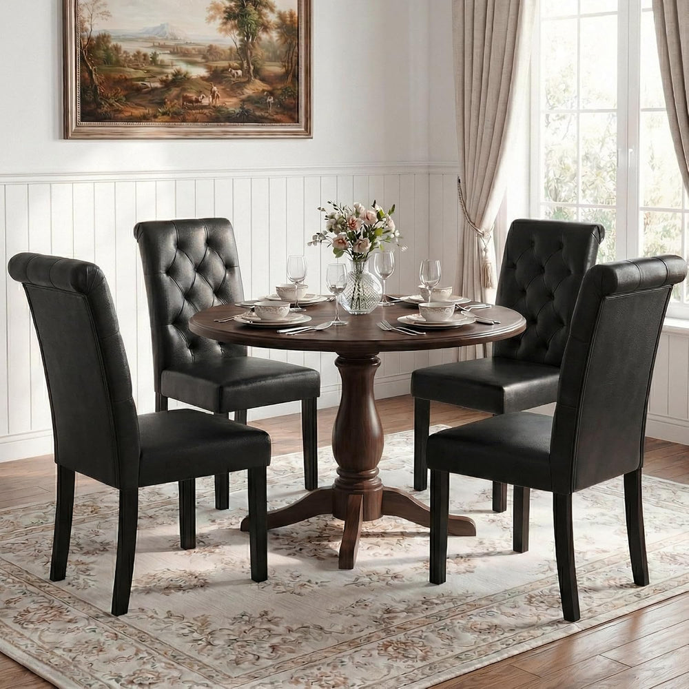 LSSBOUGHT Upholstered Dining Chairs Set of 6,Tufted Parsons Kitchen Chair wit...