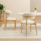 Dining Chairs Set of 2 for Kitchen Dining Table Mid Century Modern Farmhouse Upholstered Leather Dining Room Chairs with Metal Legs, Original Beige