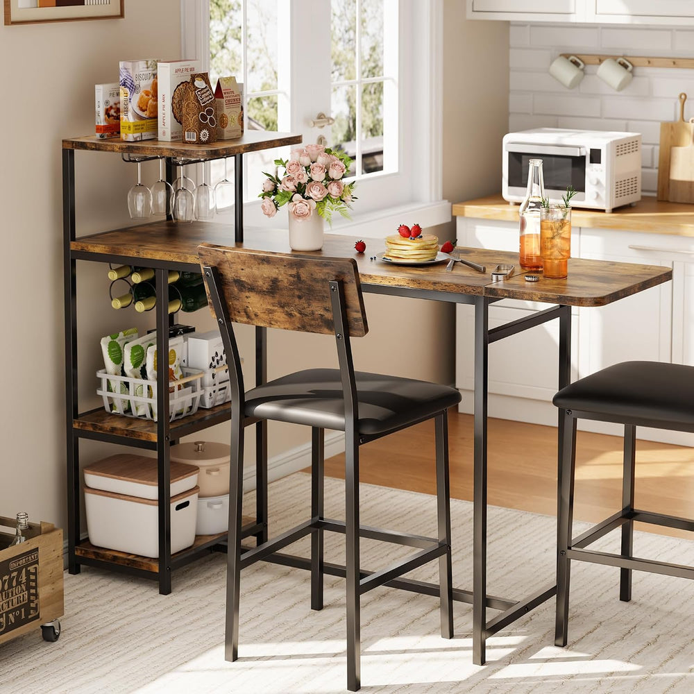 Garvee Dining Table Set for 2, 3-Piece Expandable Bar Table and Chairs Set | ...