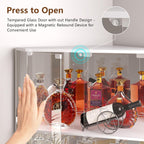 Vlsrka 71" Tall Corner Bar Cabinet with RGB Lighting & Motion Sensor LED | Corner Wine Cabinet with Mirror Back & Glass Doors, Modern Liquor Cabinet with Textured Storage for home living room, White