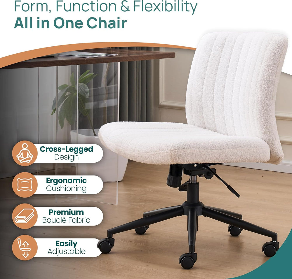 NYPOT Armless Desk Chair with Wheels for Criss Cross Sitting - Cross Legged W...