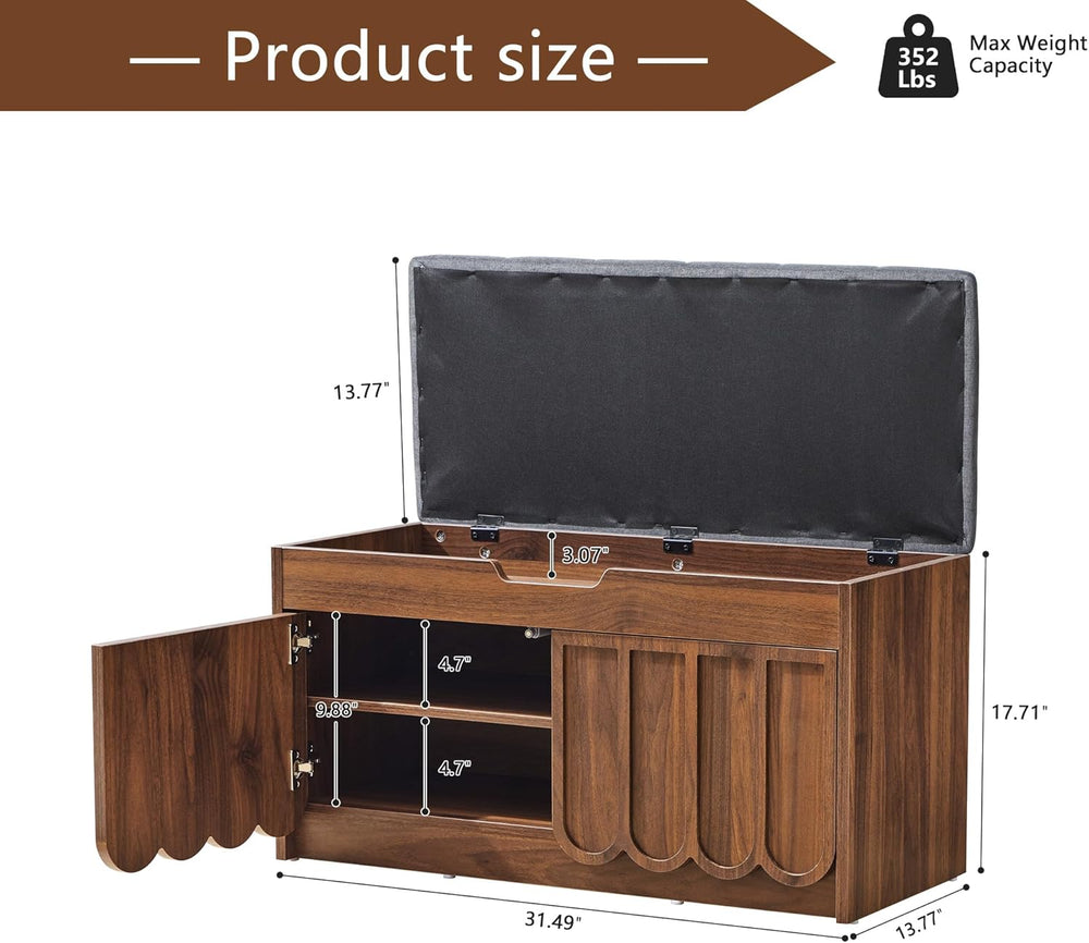 ORRD Shoe Storage Bench with Cushion, Entryway Shoe Cabinet Bench with 2 Scal...