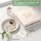 Initial Jewelry Dish for Women, Shatterproof Vegan Leather Ring Holder with Stainless Steel Core, Personalized Monogram Trinket Tray, Birthday Bridesmaid Gift with Box (Cream Letter M)