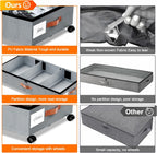 Under Bed Storage with Wheels, 4 Pack Under Bed Storage Container with Dividers & Clear Lids, Under the bed storage Organizer Bins,Underbed Storage with Wheels for Clothes,Toys,Shoes (GREY)