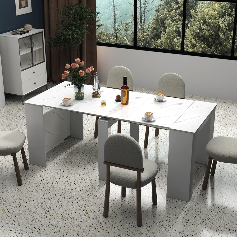 JOYSOURCE Extendable Dining Room Table for up to 12 People 20-119 inch Adjust...