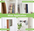 2 Pack Tie Hanger Wall Mounted, Wooden Tie Rack Belt Hanger with 24 Non Slip 180° Rotating Hooks, Belt Organizer Space Saving Tie Hanger for Closet, Tie Holder & Tie Organizer, White