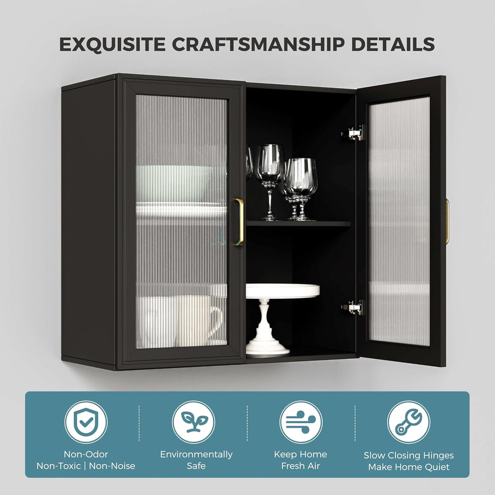 24”W Wall Cabinet with Acrylic Glass Doors Set of 2, Kitchen Wall Cabinets wi...