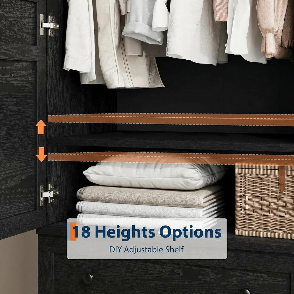 IDEALHOUSE Armoire Wardrobe Closet with 2 Drawers, 72" Tall Wooden Cloth...