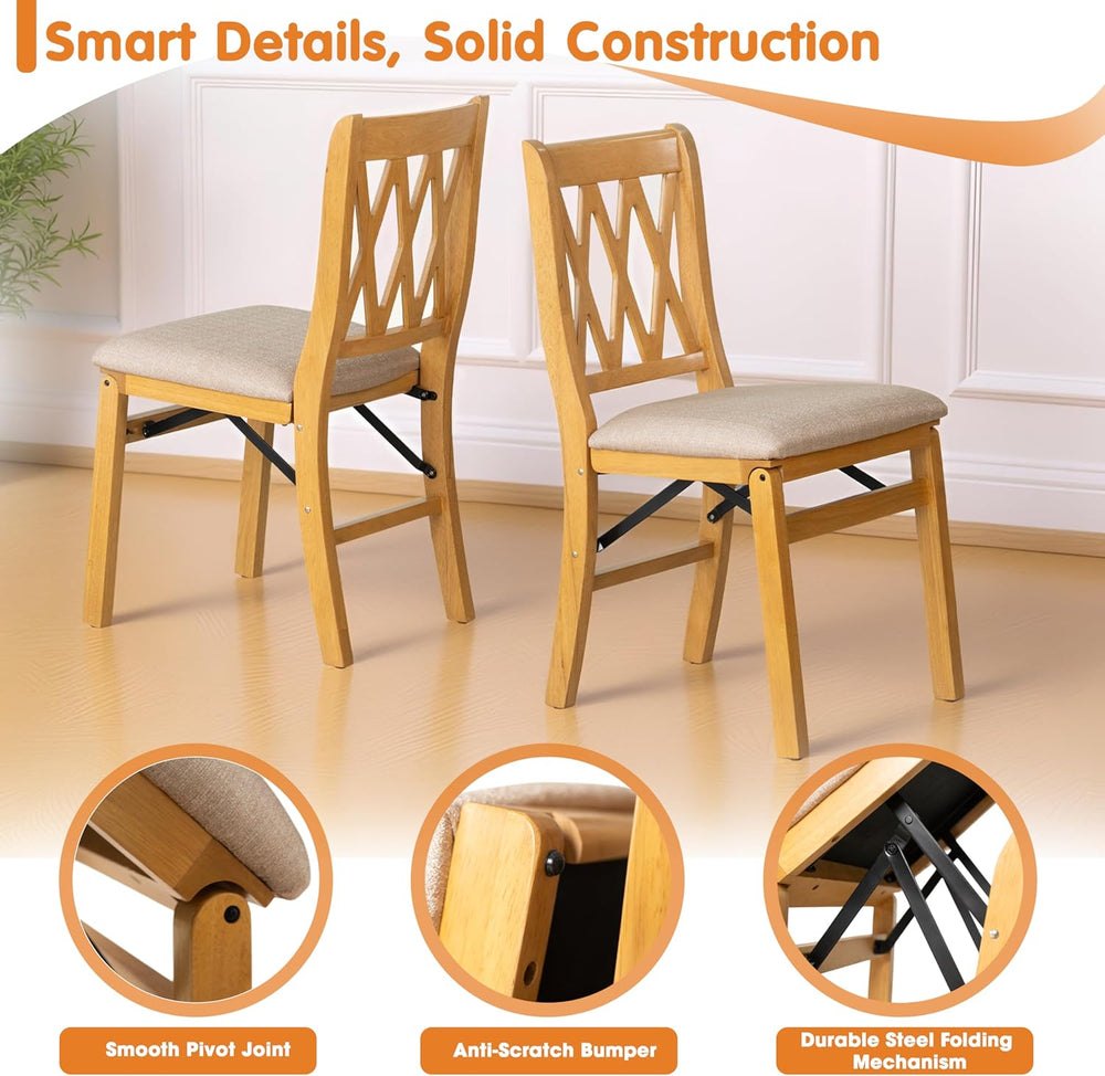 East West Furniture - PNC-OAK-03, A Solid Wood Plano Folding Dining Room Chai...