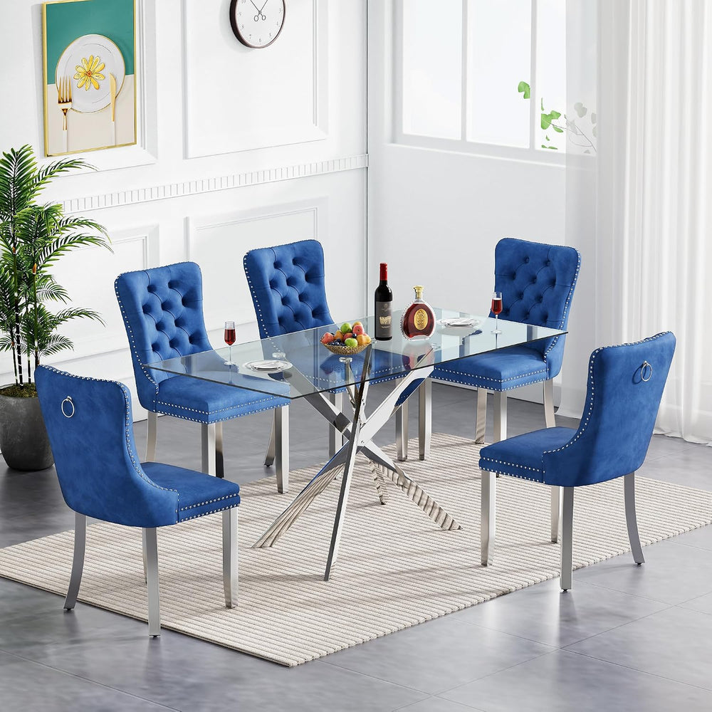 51in Glass Dining Table,Rectangular Kitchen Table for 4 Person with 0.39'...