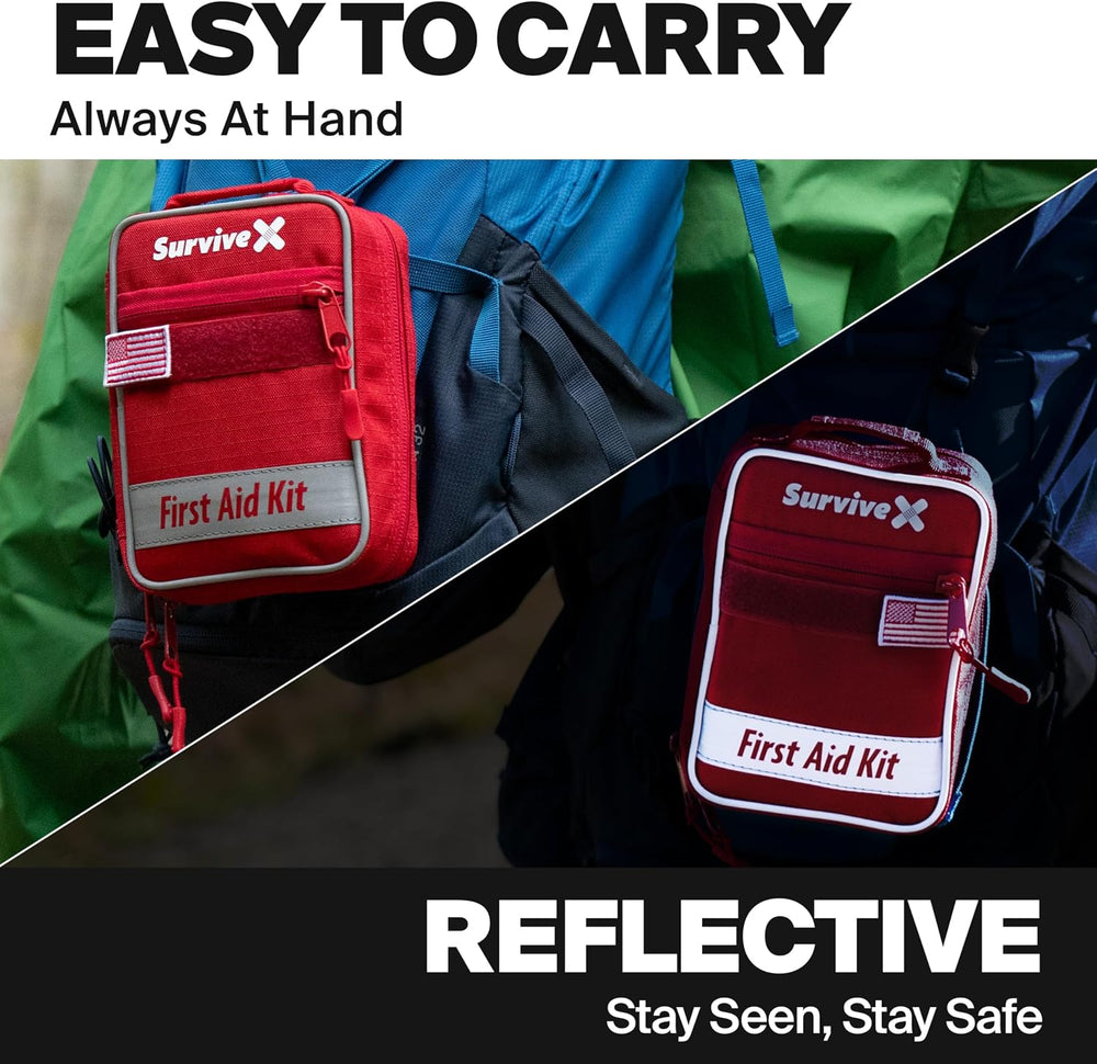 SurviveX Small First Aid Kit, Emergency Kit for 1-2 People