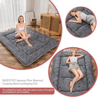 MAXYOYO Japanese Floor Mattress Futon Mattress, 4" Thicken Tatami Mat Sleeping Pad Foldable Roll Up Mat Boys Girls Dormitory Pad Kids Floor Lounger Pillow Bed, Charcoal Grey, Queen Size