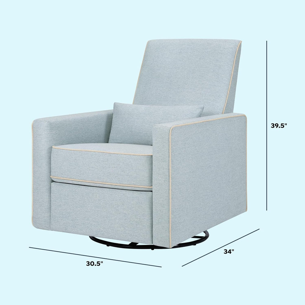 Davinci Piper Upholstered Recliner and Swivel Glider in Heathered Blue with C...