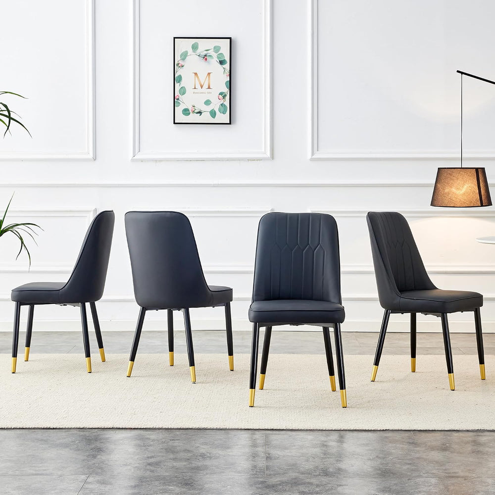 Dining Chairs Set of 4，Modern Dining Chairs | PU leather Backrest Cushions an...