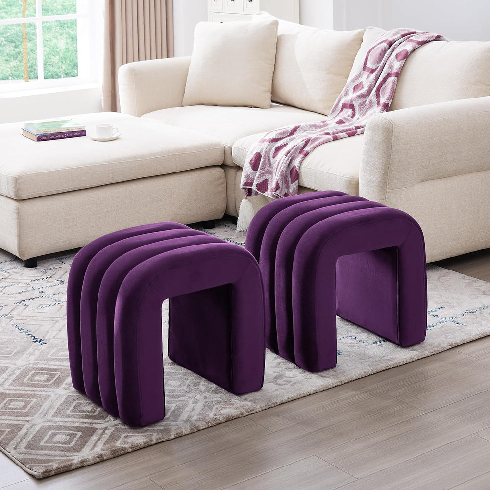 ONEVOG Velvet Pouf Ottomans, Small Ottoman Foot Rest for Couch, 18 Inch Cute ...