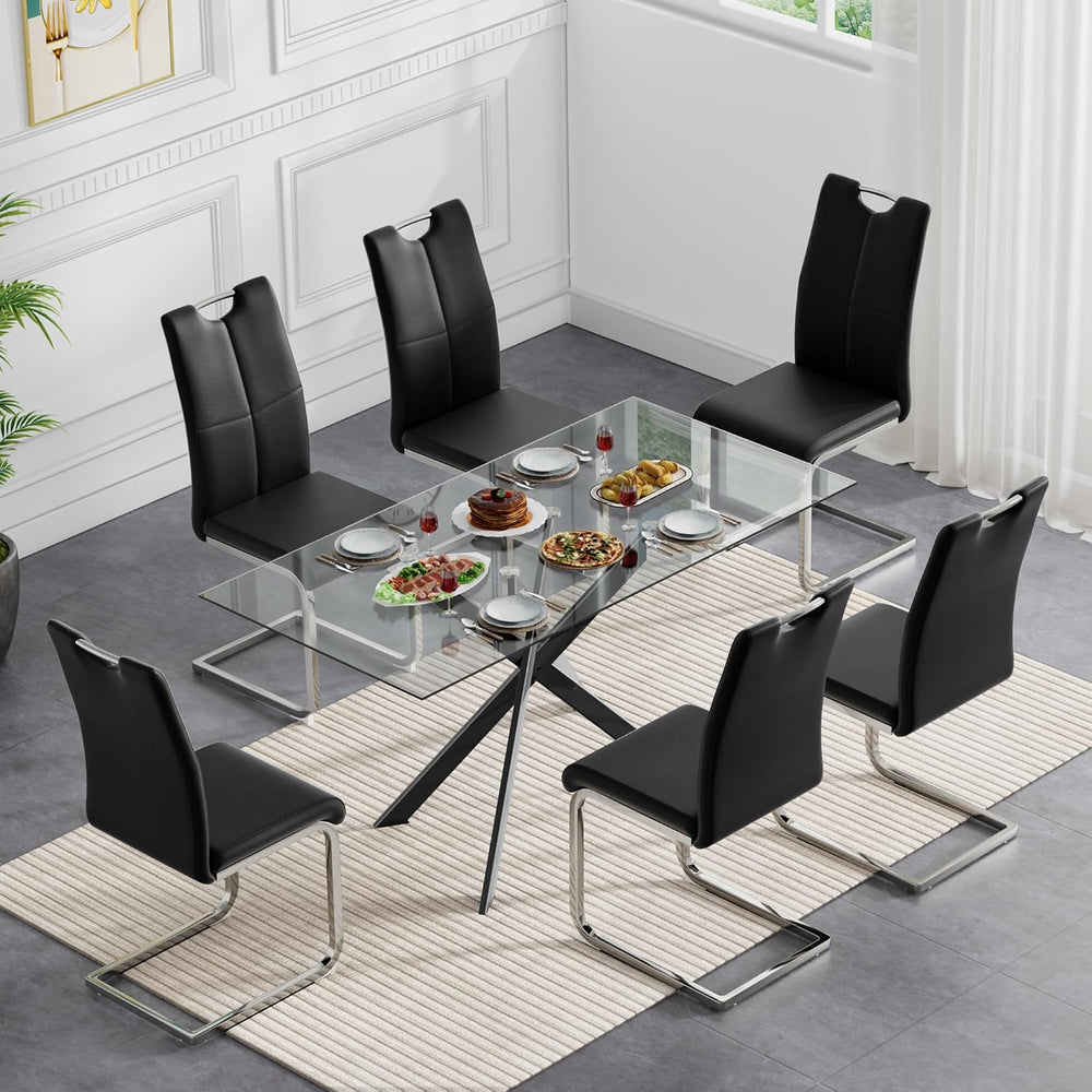 Modern Dining Table for 4-6 People, 51" Rectangle Dining Room Table with...