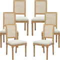 French Country Dining Chairs Set of 6, Cream Kitchen & Dining Room Chairs Set of 6, Ivory Rattan Dining Chairs, Cane High Back, Wood Legs, Sillas De Comedor (Rattan, Beige, 6Pcs)