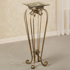 Touch of Class Chalcedony Metal Scroll Pedestal Table, Antique Gold, 36" H | Beveled Glass, Made of Iron, Square Shaped Top, Elegant Style, Accent Furniture for Living Room, Sun Room, or Bedroom